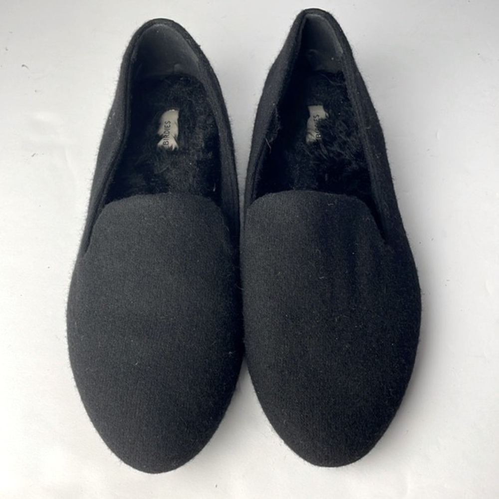 Birdies The Starling Black Felted Wool Flats